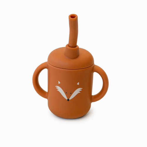 Ποτηράκι σιλικόνης με καλαμάκι Silicone cap fox